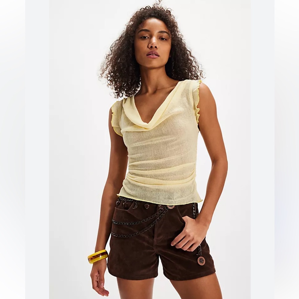 Free People Brynn Mesh Cowl Neck NWT